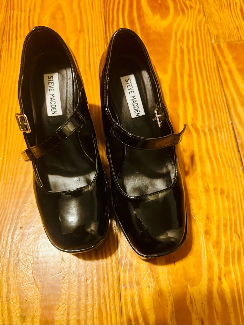 Steve Madden Nirvana Black Platform Wedges with Buckle Strap